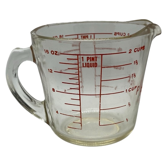 Vintage Pyrex 1 Pint Measuring Cup Glass D-Handle (2 Cups/16oz) - Picture 3 of 6